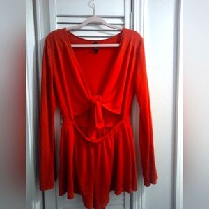 Urban Outfitters Red Bell sleeve Romper w/ Tie Front Size Medium